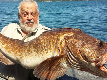 He caught this huge Lingcod Fishing on the Douglas Channel.